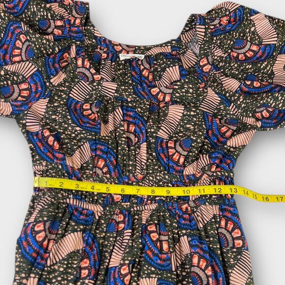 Ulla Johnson Juniper Floral Print Cotton Poplin Midi Dress in Army Green Size 6 - Picture 8 of 9